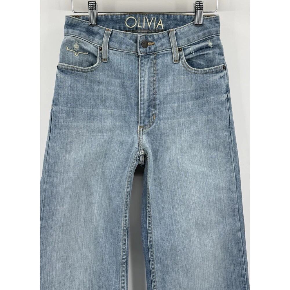 Kimes Ranch Olivia Light Blue High Rise Raw Hem Wide Leg Jeans Size 00 x32 - Picture 2 of 7